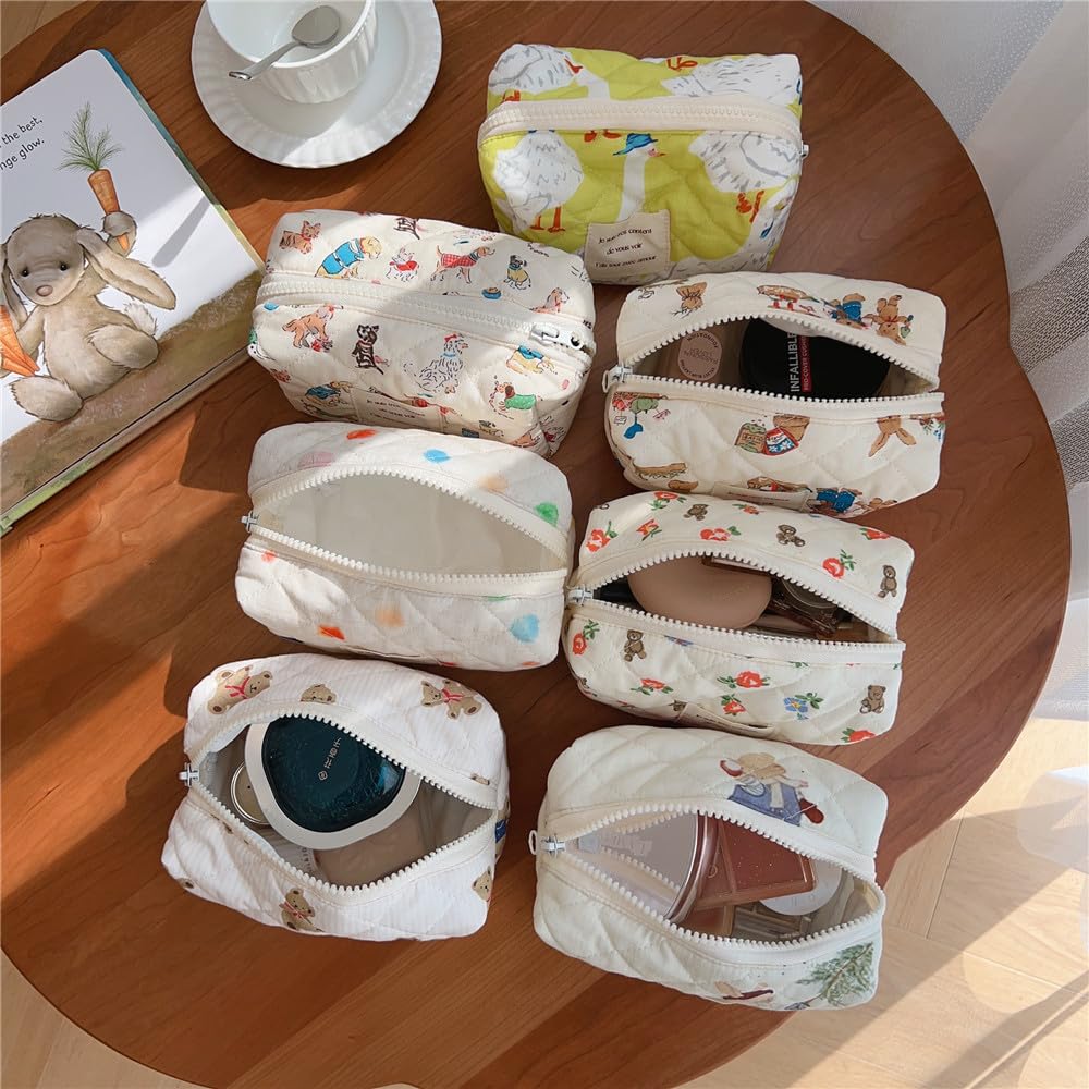 uekeboag Cute Small Quilted Cotton Makeup Pouch for Women(05Puppy)
