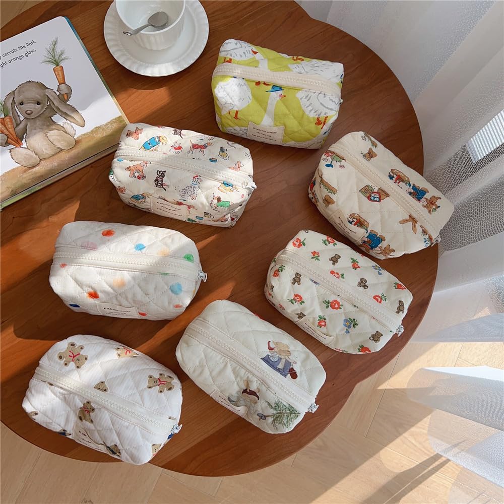 uekeboag Cute Small Quilted Cotton Makeup Pouch for Women(05Puppy)