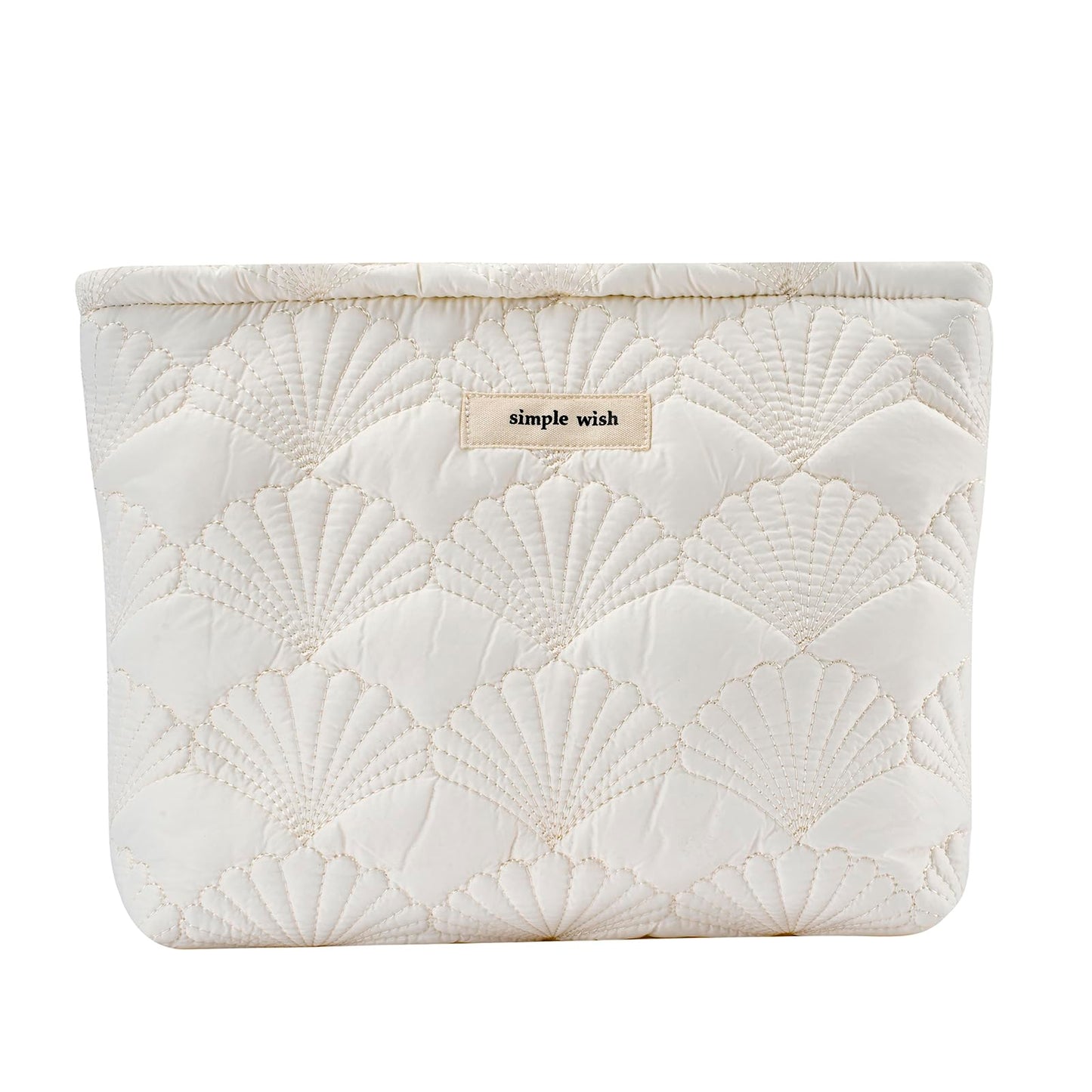 uekeboag White Shells Quilted Cotton Makeup Bag,Coquette Travel Pouch
