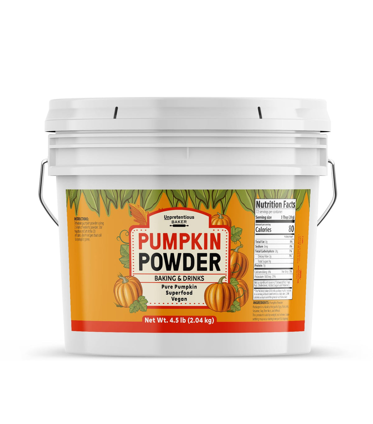 Unpretentious Pumpkin Powder – Pure Pumpkin, 1 Gallon for Baking & Cooking