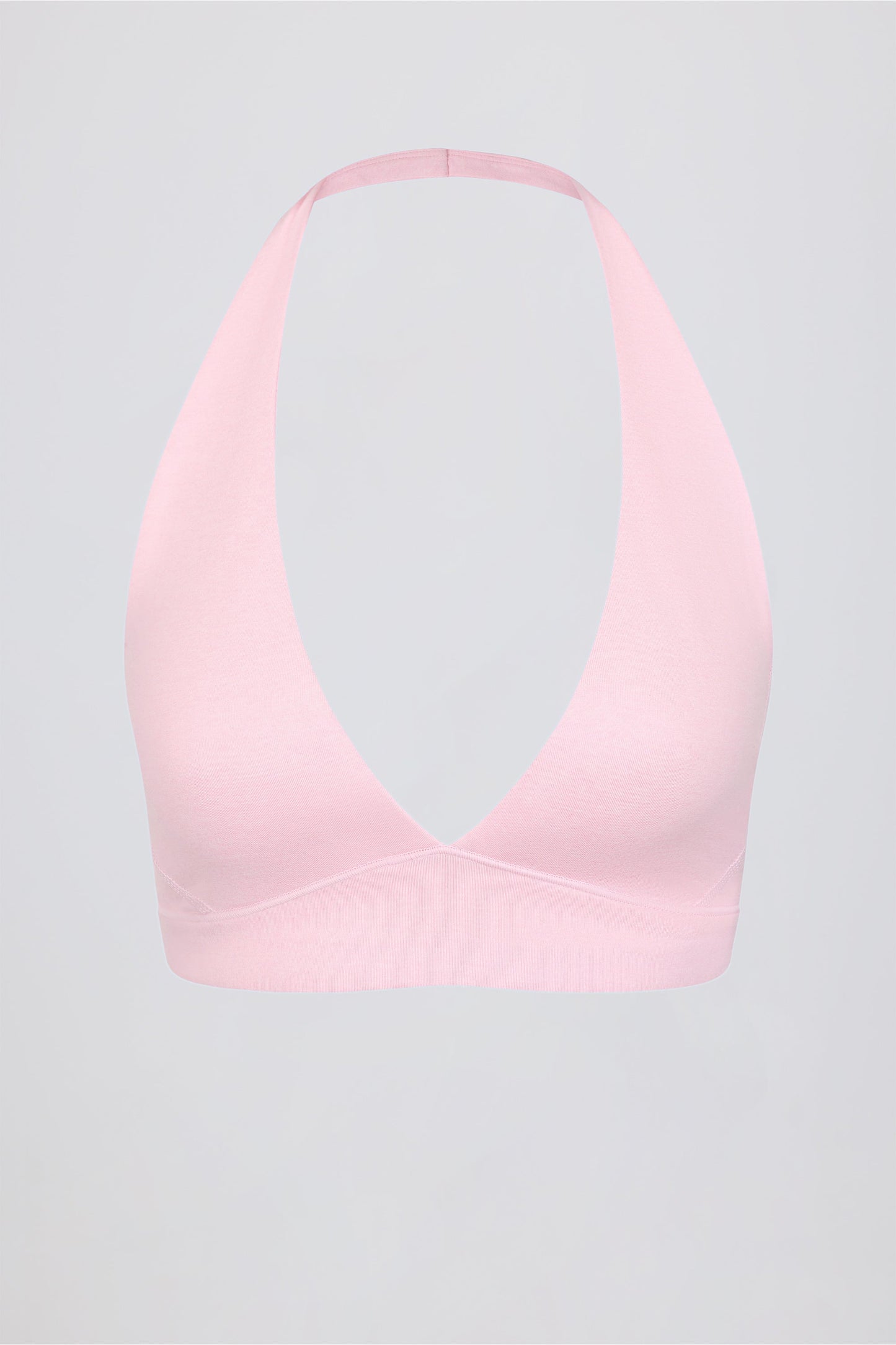 Brushed Jersey V-Neck Sports Bra in Pale Pink Marl