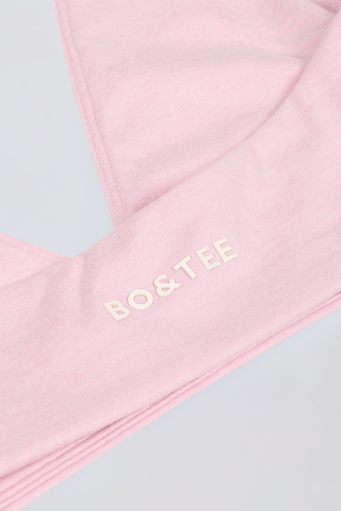 Brushed Jersey V-Neck Sports Bra in Pale Pink Marl