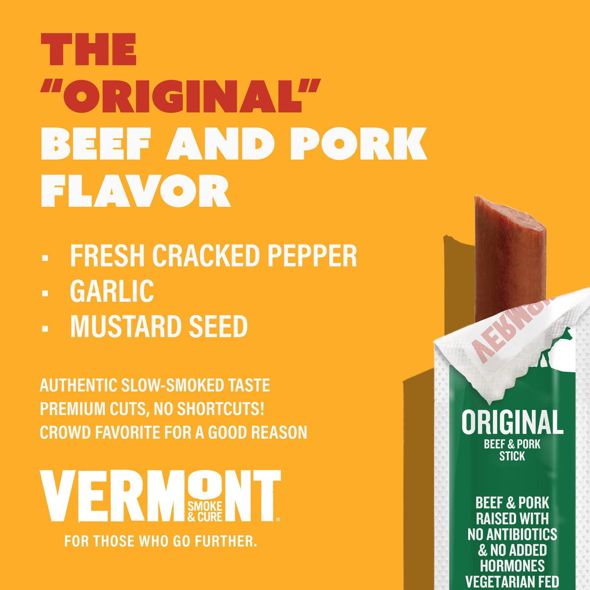 Vermont Smoke & Cure Original Beef & Pork Mini Sticks – 0.5 oz, 48-Count On-the-Go Protein Snacks