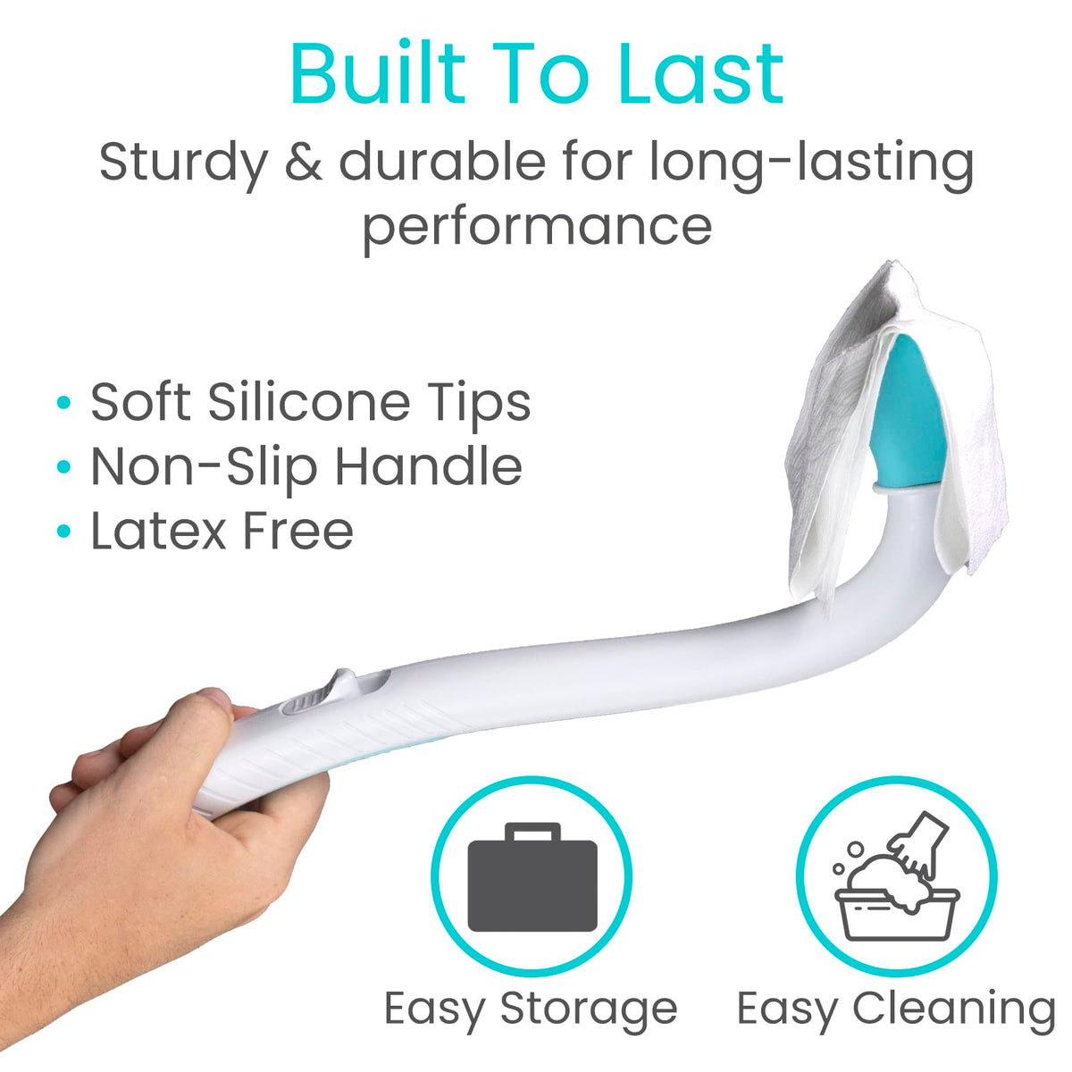 Vive Wiping Wand Toilet Aid - Bum Wipe Assist Tool for Toileting - 15" Long