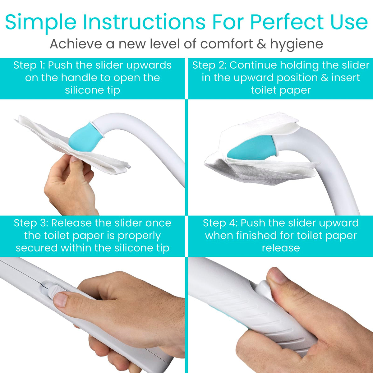 Vive Wiping Wand Toilet Aid - Bum Wipe Assist Tool for Toileting - 15" Long