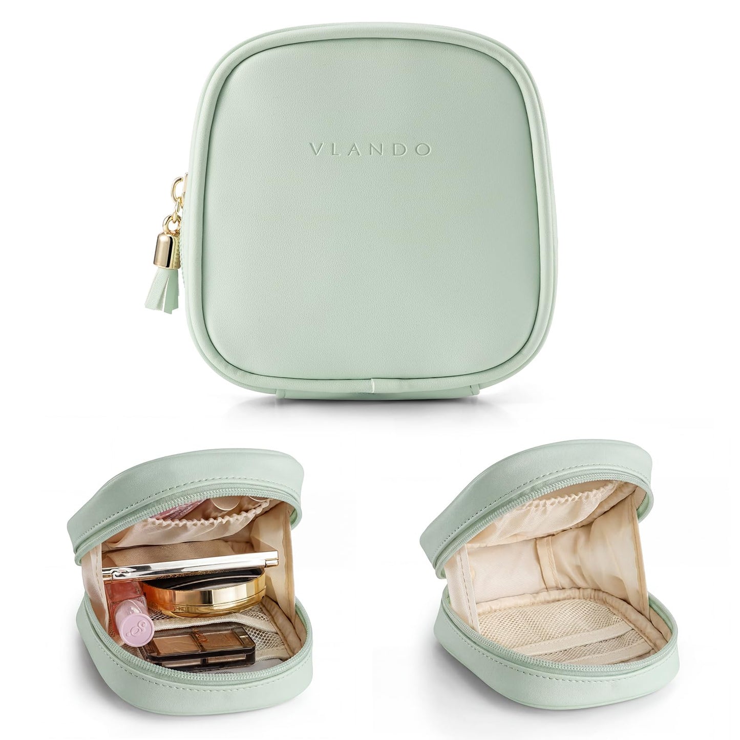 VLANDO Makeup Pouch, Water-Resistant Bag with Inner Pockets,Green Grape