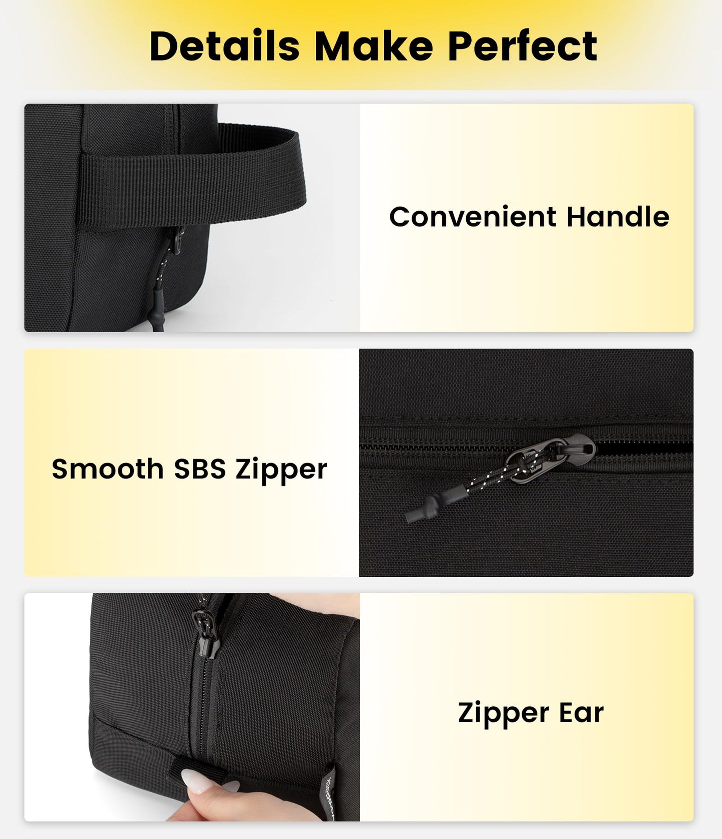 Vorspack Water Resistant Travel Toiletry Bag for Men Women - Medium & Black