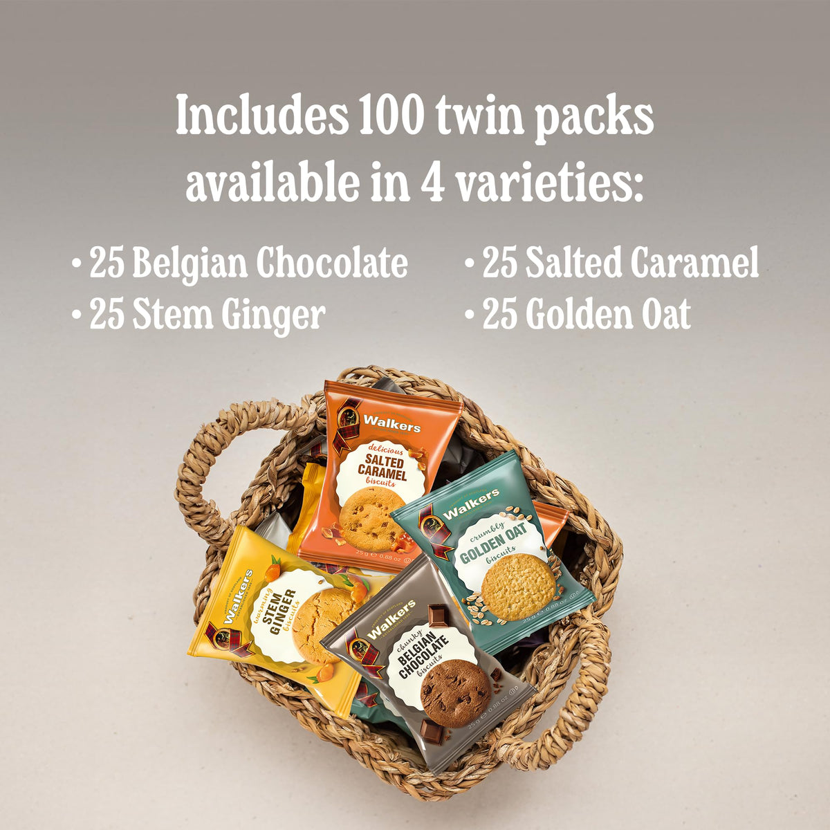 Walker’s Assorted Scottish Cookie Variety Pack – 100 Snack Packs (2 Cookies Each)