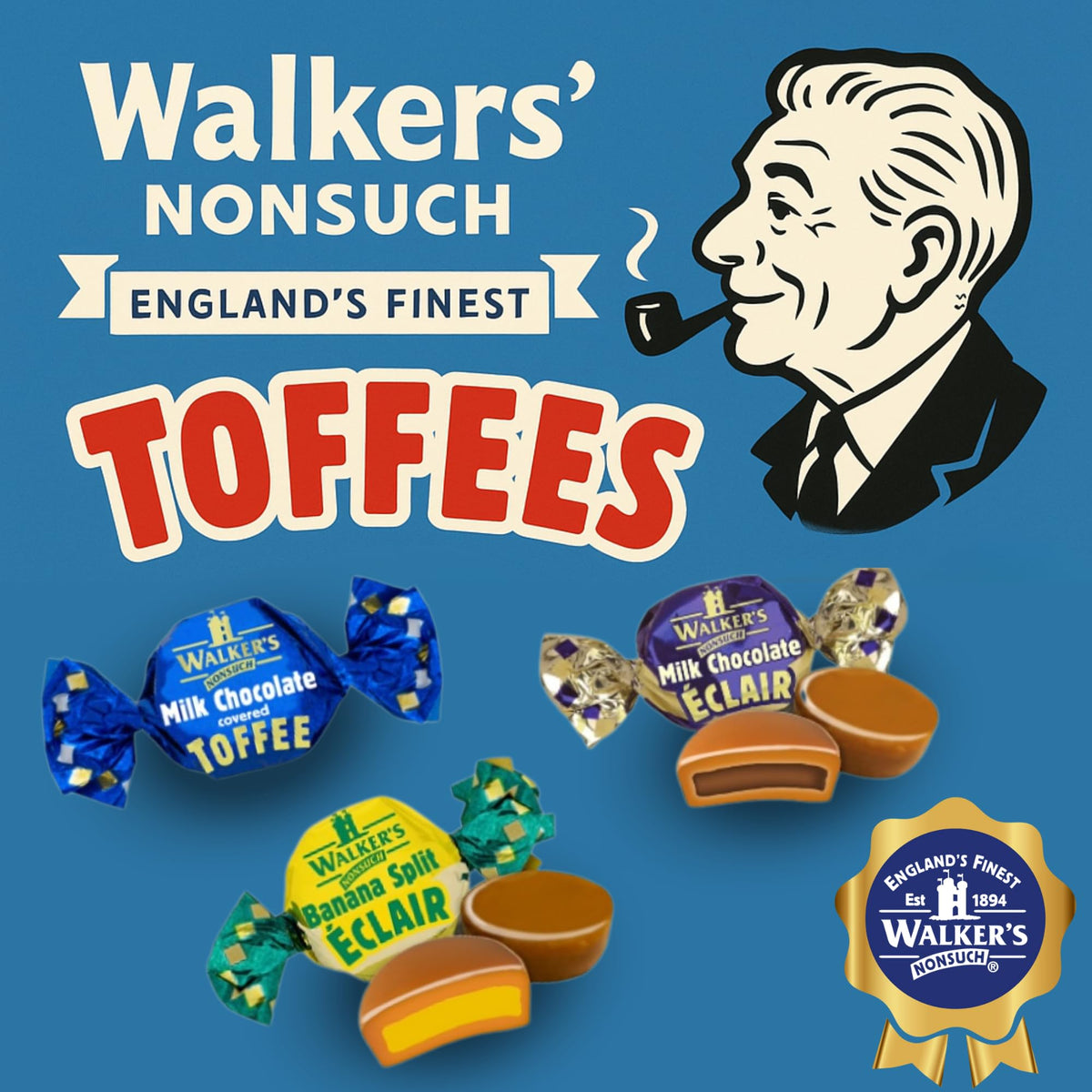 Walkers' Nonsuch Liquorice Toffees – 5.29 oz Bag (Pack of 12) | Classic British Chewy Toffee
