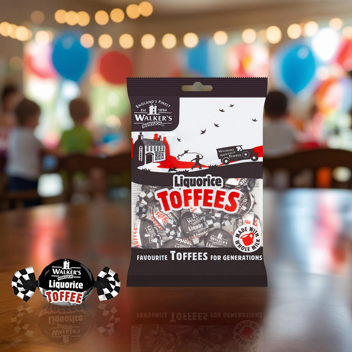 Walkers' Nonsuch Liquorice Toffees – 5.29 oz Bag (Pack of 12) | Classic British Chewy Toffee
