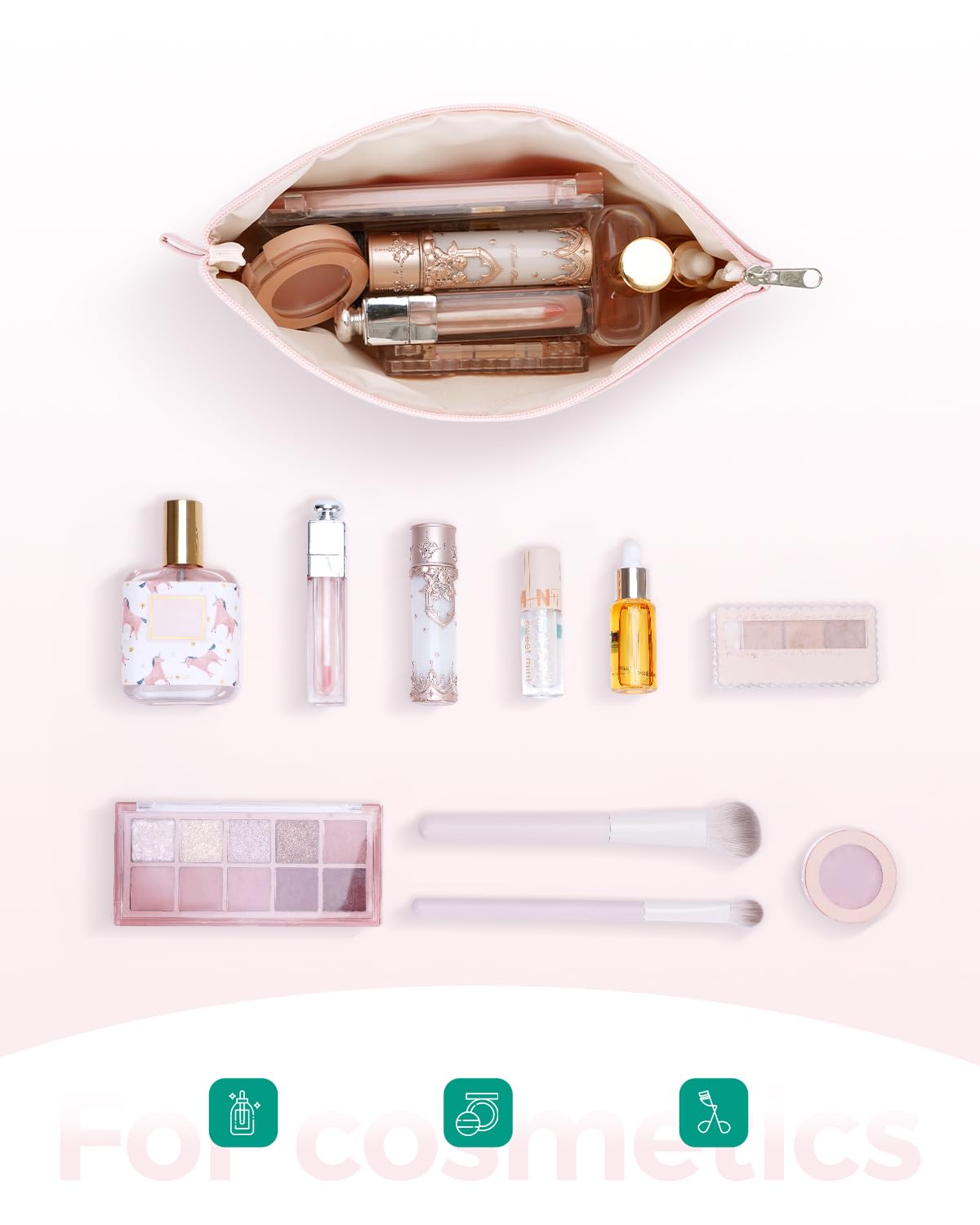 WANDF Small Makeup Bag for Purse, Small Cosmetic Bag for Women
