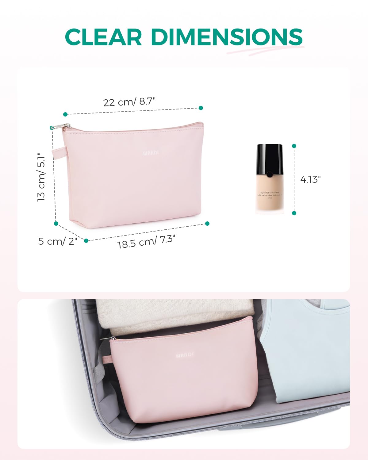 WANDF Small Makeup Bag for Purse, Small Cosmetic Bag for Women