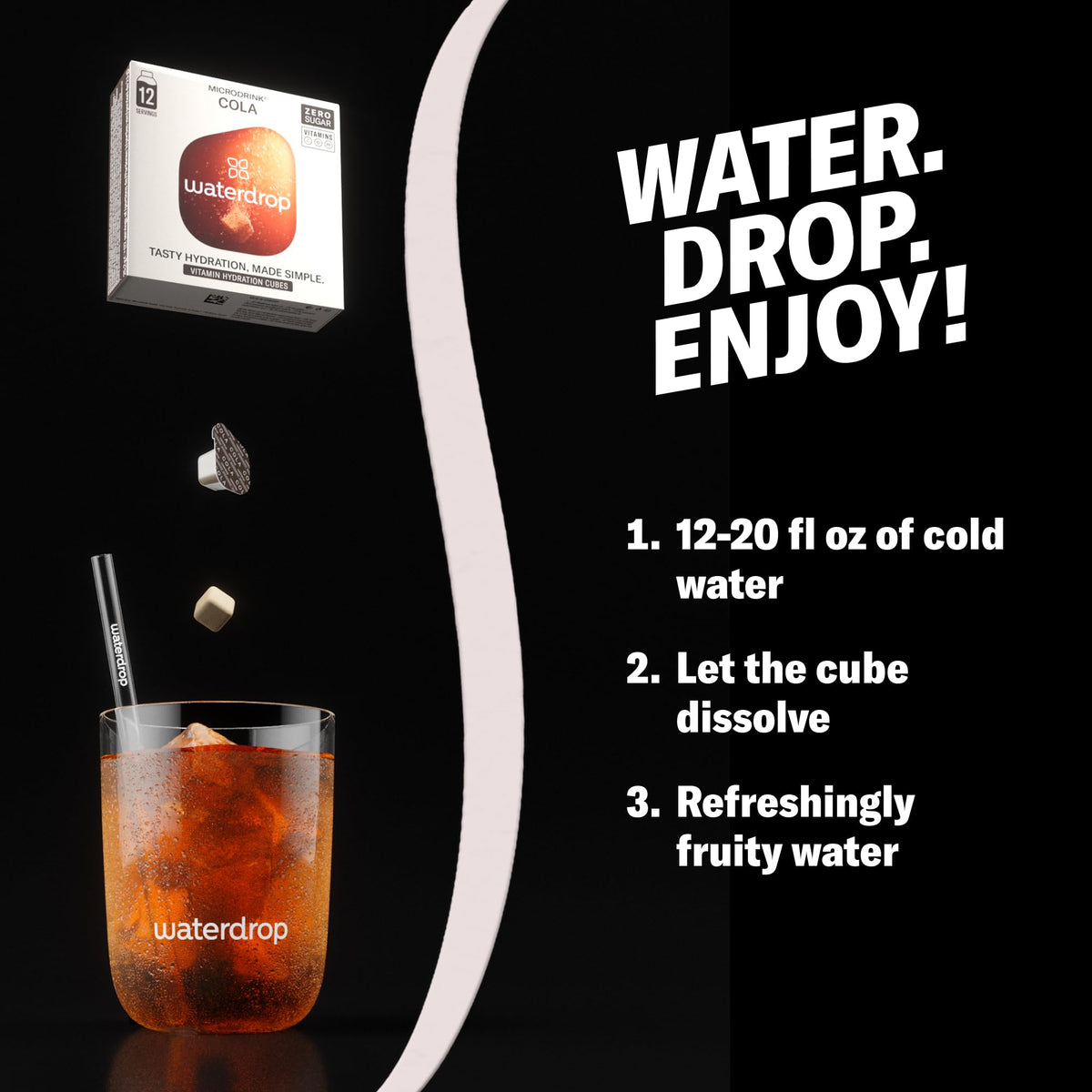 Waterdrop MICRODRINK Hydration Cubes – Cola Flavor with Vitamin C & Electrolytes, 36 Count
