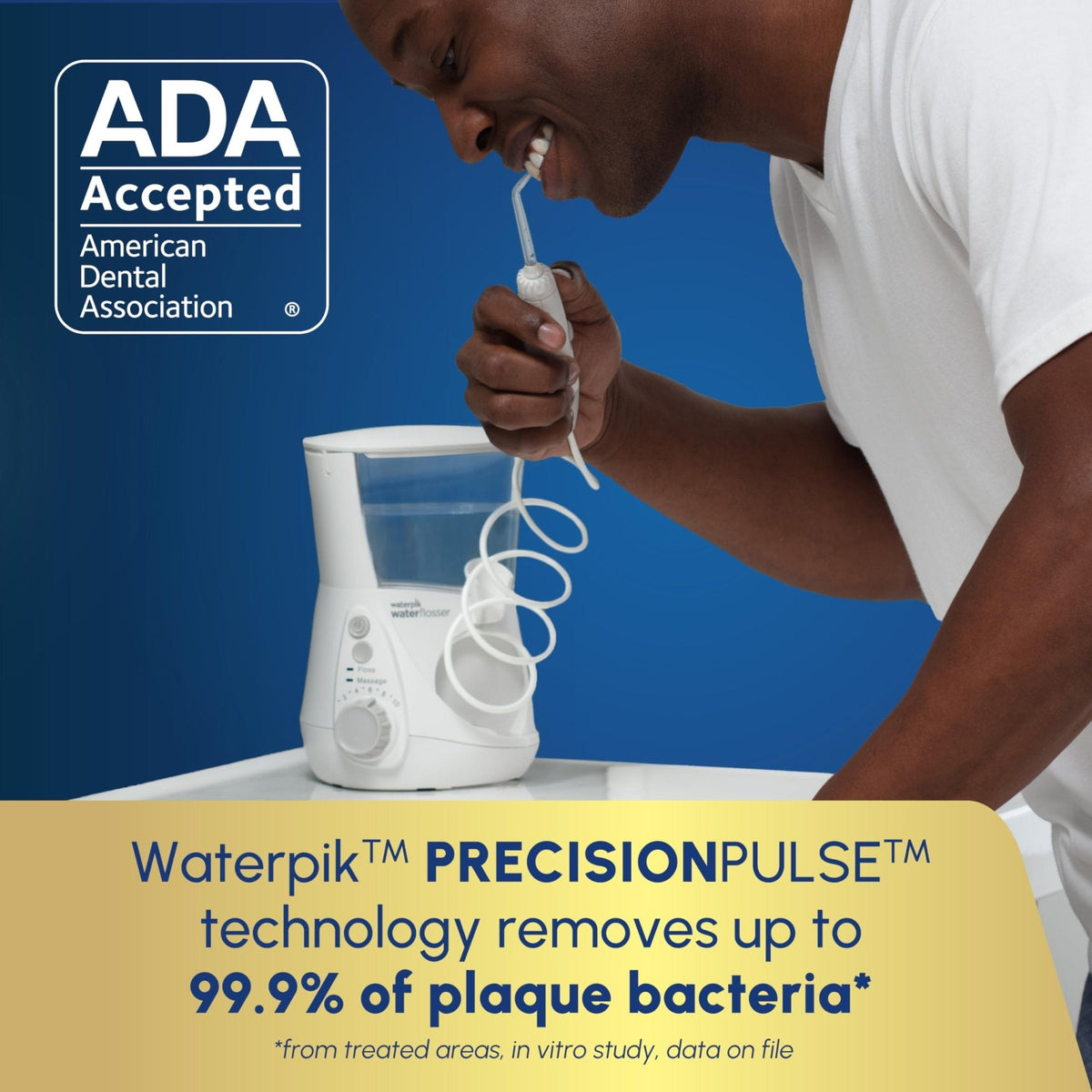 Waterpik Aquarius Countertop Water Flosser with 10 Settings, 7 Tips, White