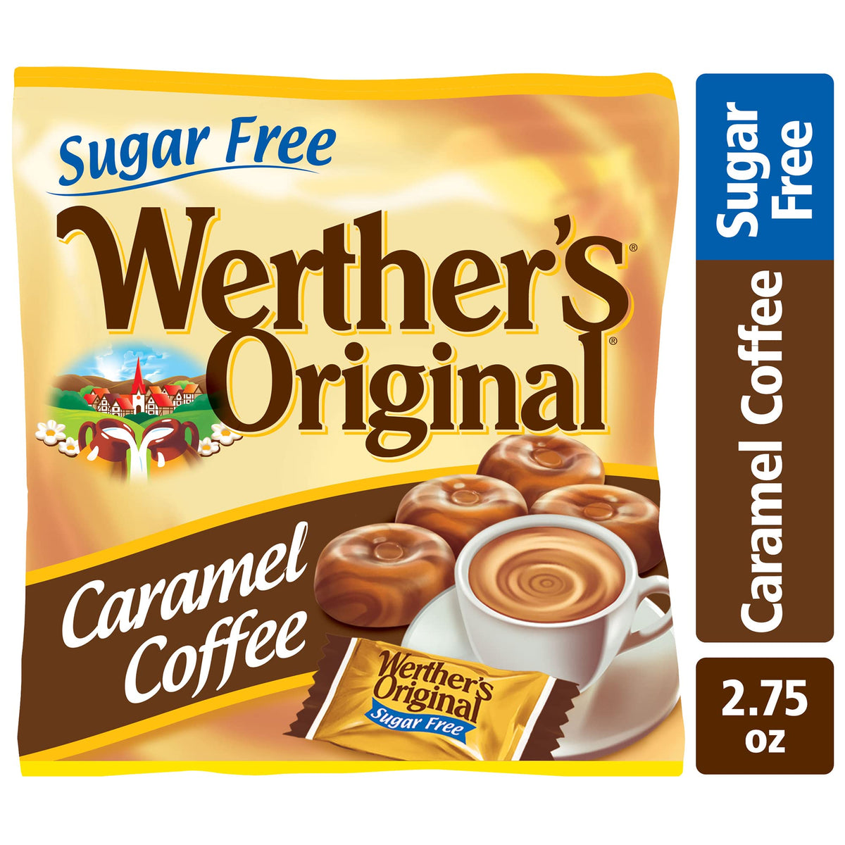 Werther's Original Sugar Free Caramel Coffee Hard Candies – 12 Pack, 2.75 oz Bags