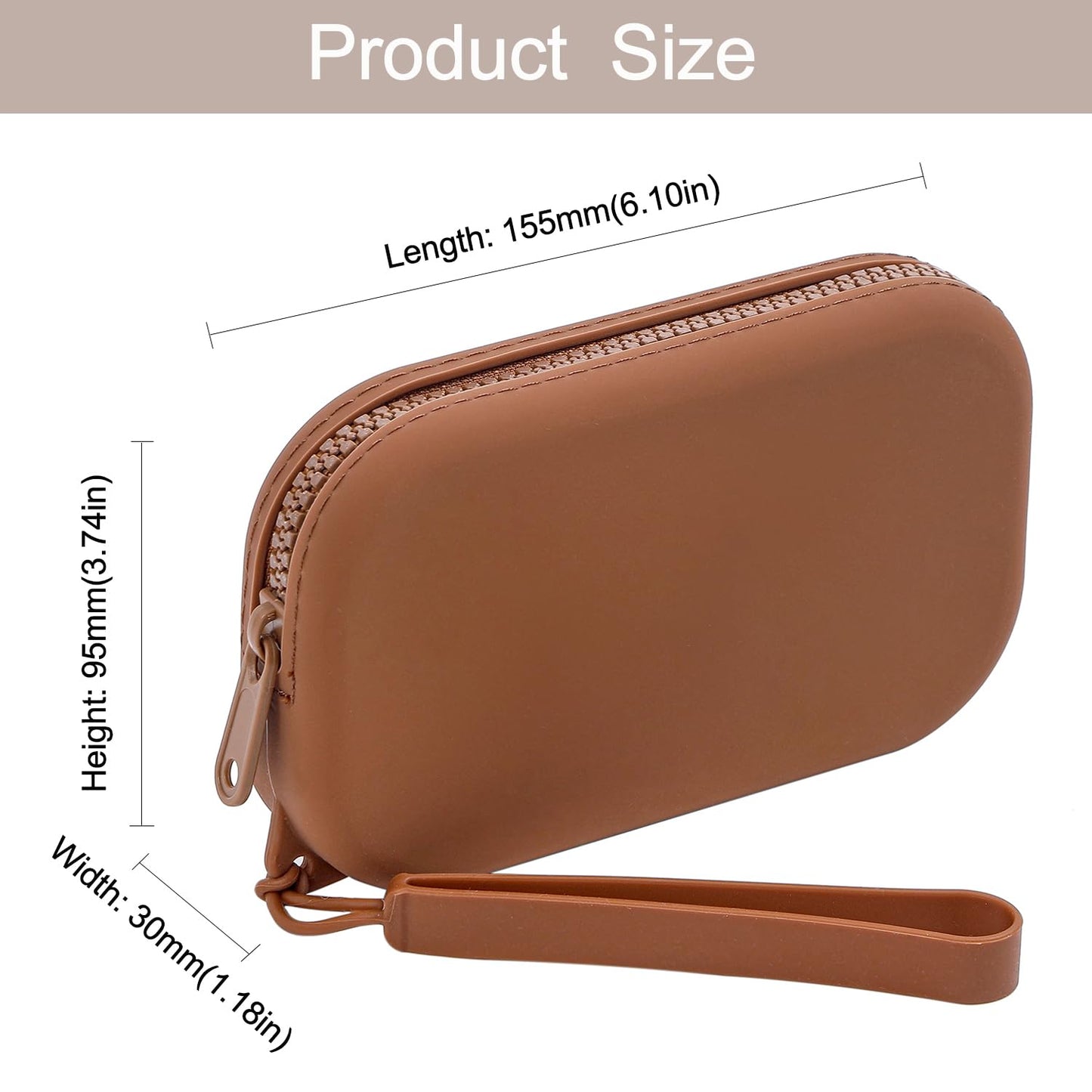 WHHJM Small Silicone Multifunctional Essential Bag Portable Travel Makeup Bag for Women Men Cards Cash Bag Zipper Pouch (Brown)