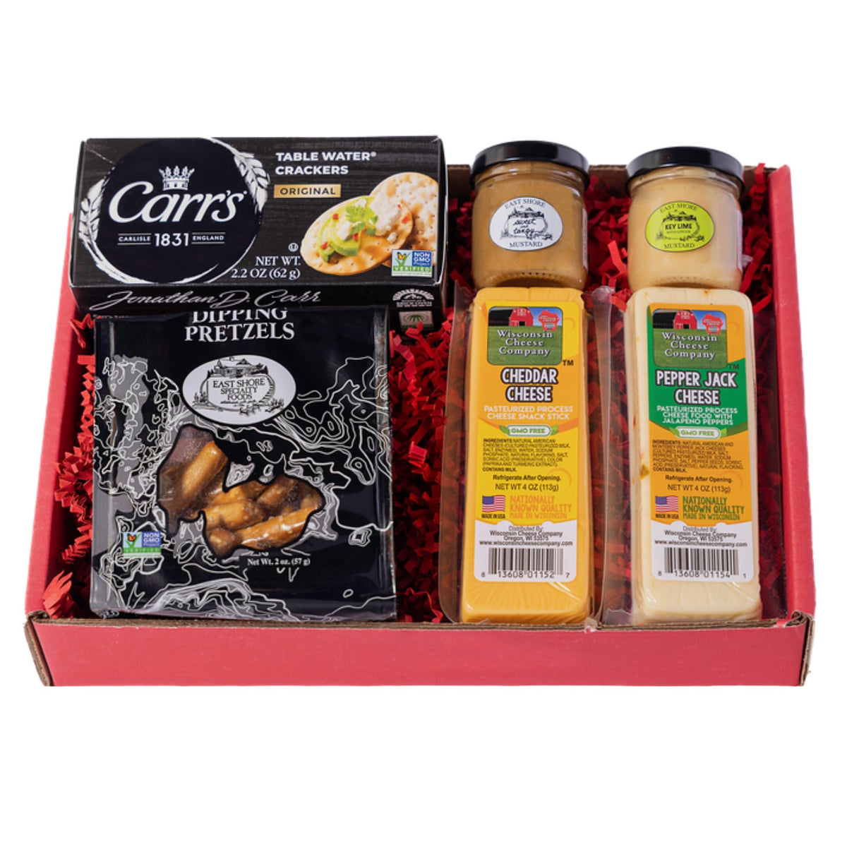 Wisconsin Cheese Company Specialty Holiday Gift Box – 100% Wisconsin Cheese, Crackers, Pretzels & Mustard