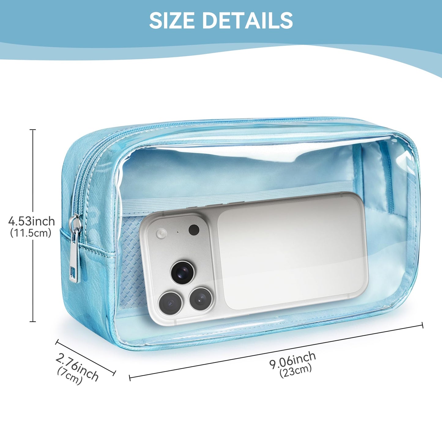 WLLWOO Clear Makeup Bag Small Cosmetic Pouch Travel Toiletry Organizer
