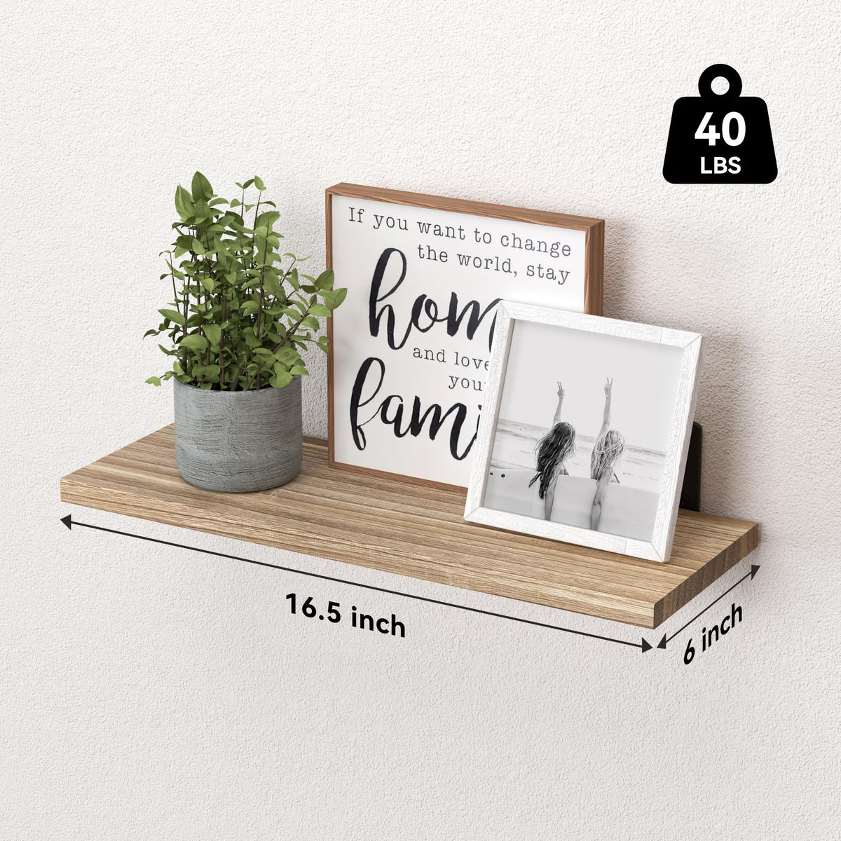 WOPITUES Floating Shelves Set of 6 for Wall Decor & Storage, Rustic Brown