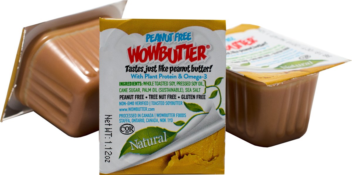 WOWBUTTER - Creamy Peanut & Tree Nut Free Spread - 100 Cups (1.12 oz each) - Made With Whole Toasted Soy - Vegan, Gluten Free, Non-GMO