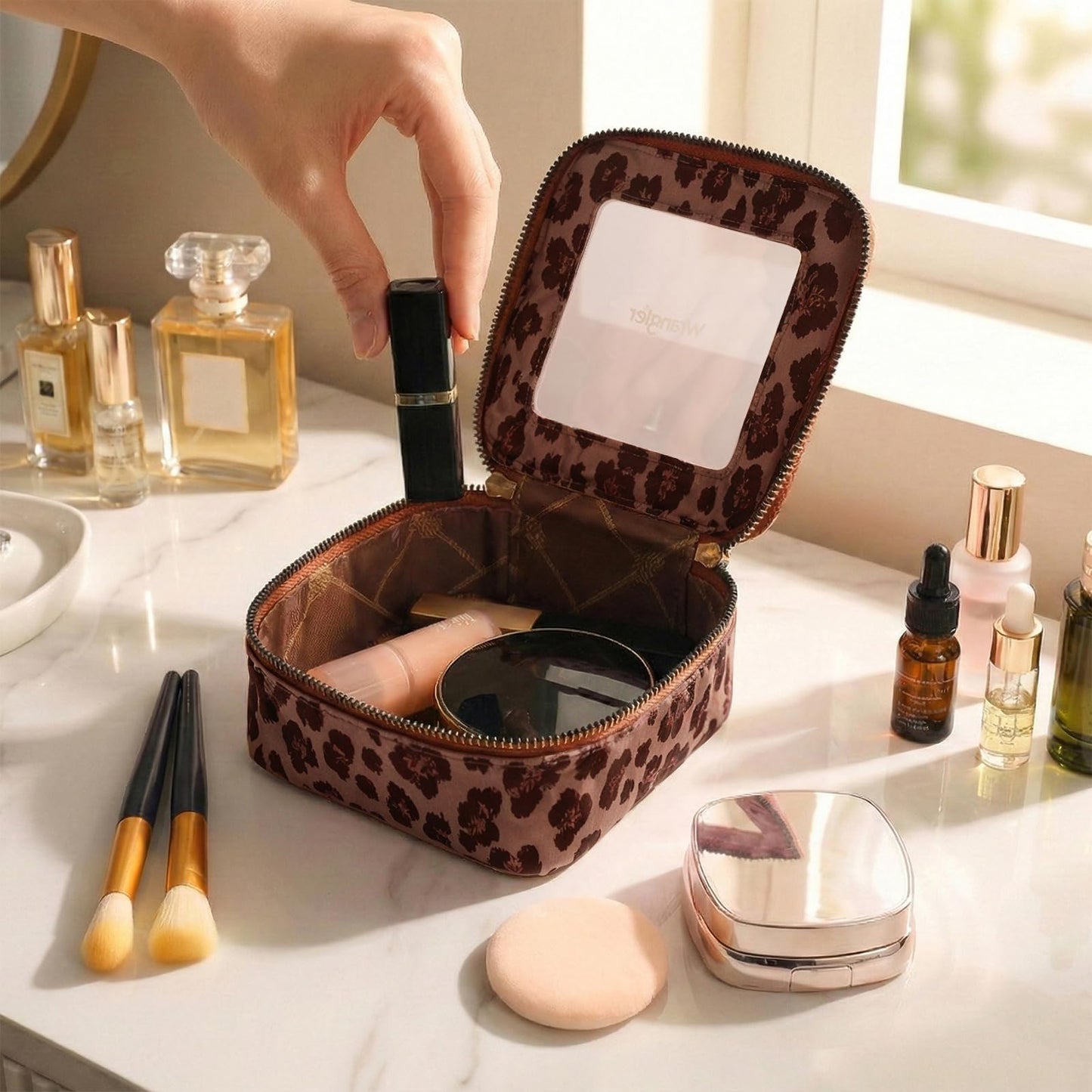Wrangler Mini Clear Makeup Bag Organizer Travel Toiletry Bag for Women