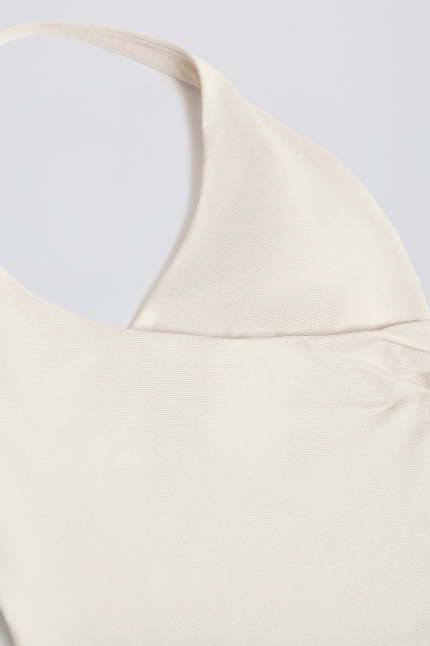 Halterneck Open-Back Tank Top in Ivory Marl