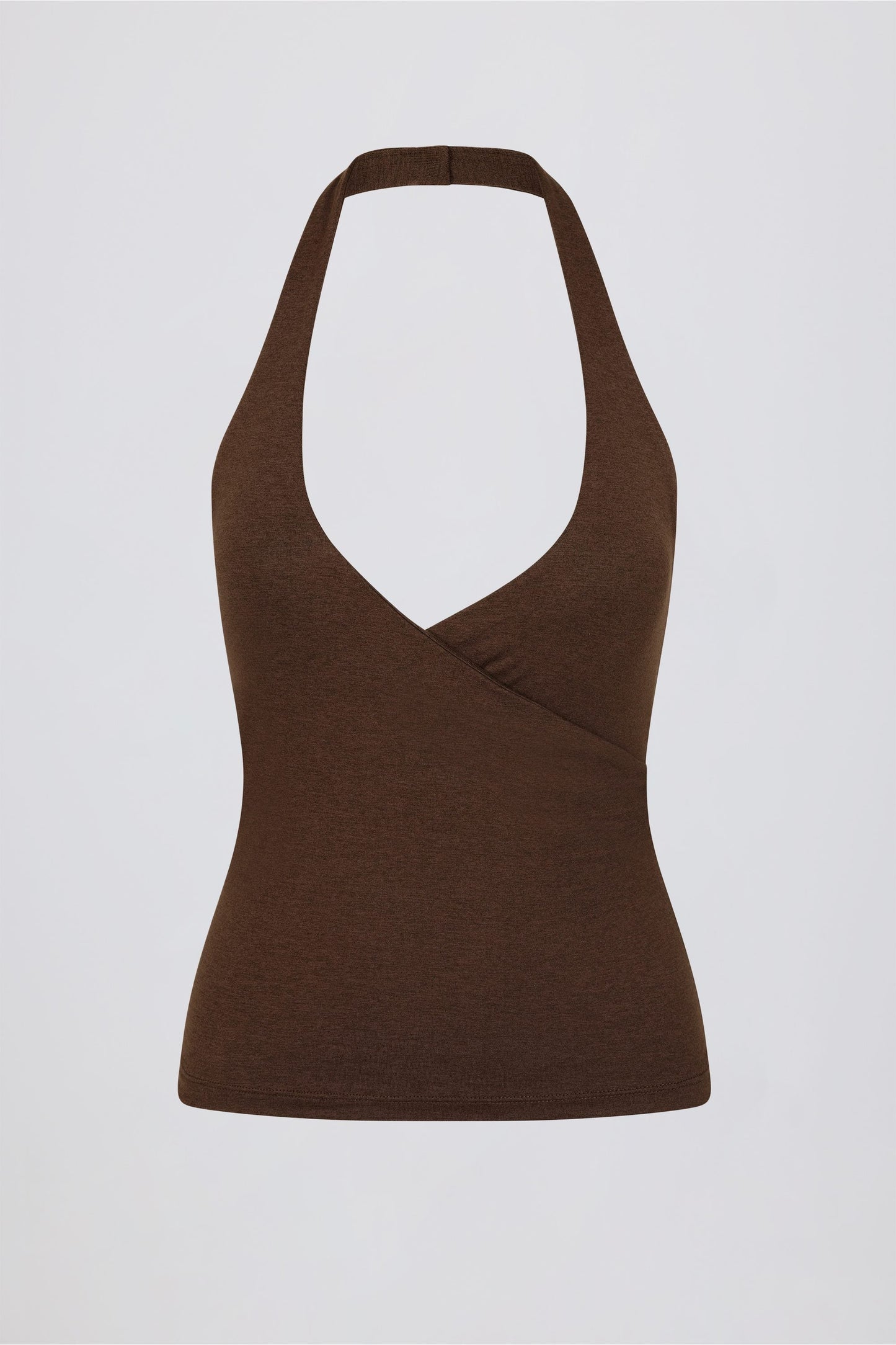 Halterneck Open-Back Tank Top in Pecan Marl