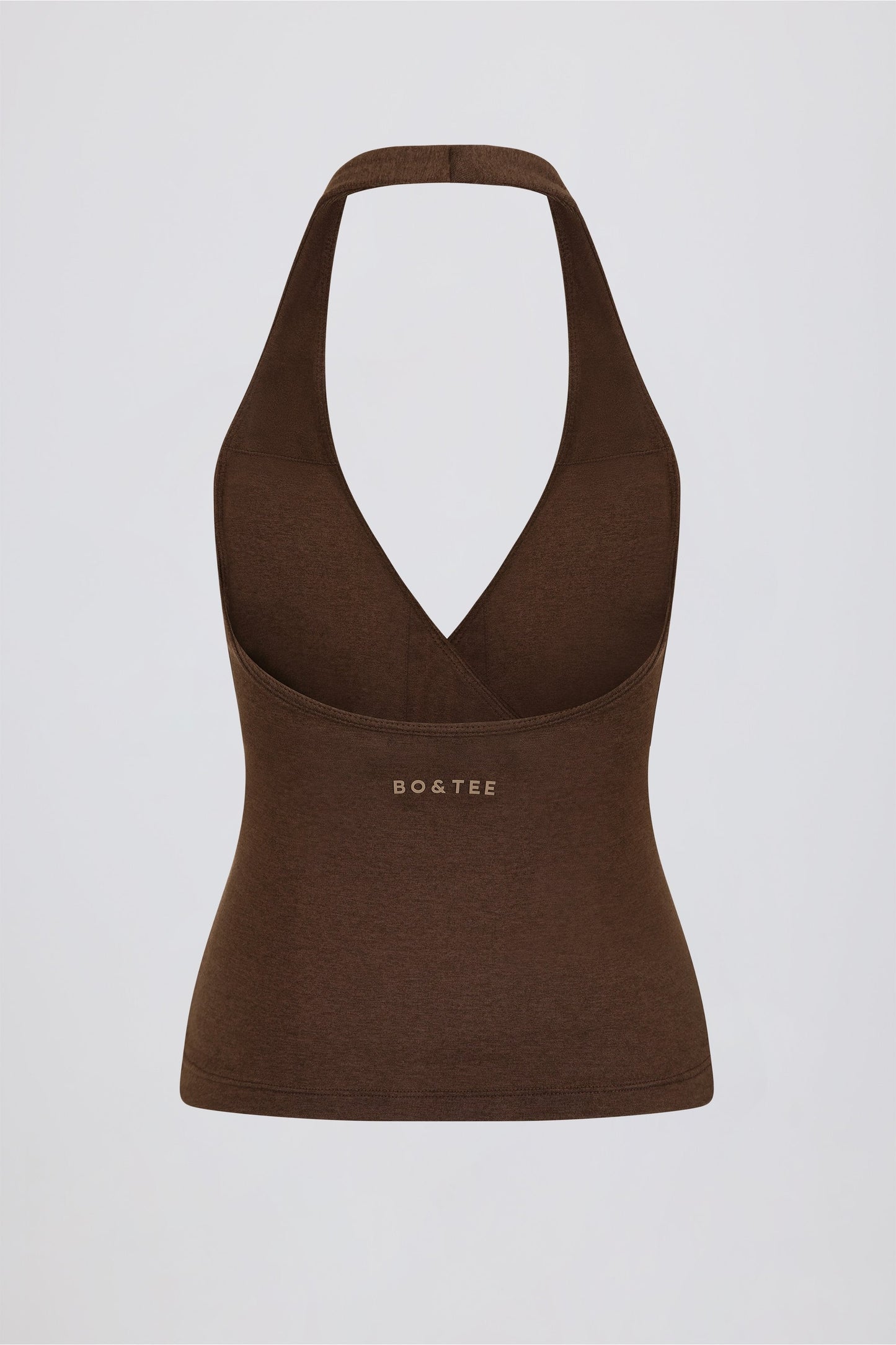 Halterneck Open-Back Tank Top in Pecan Marl