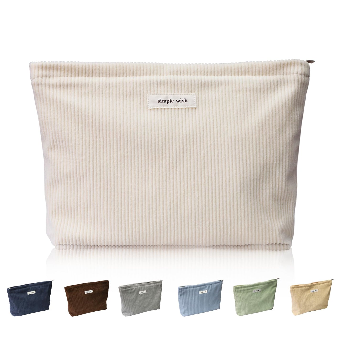 Wudygirl Makeup Bag for Women Travel Cosmetic Bag 10.5"x7.5" Beige