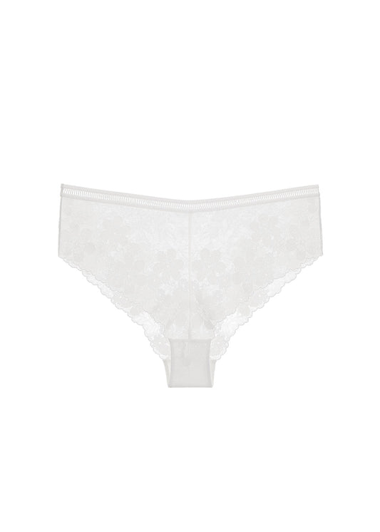 XENA Plus Seductive Floral White Lace Boyshort Panties