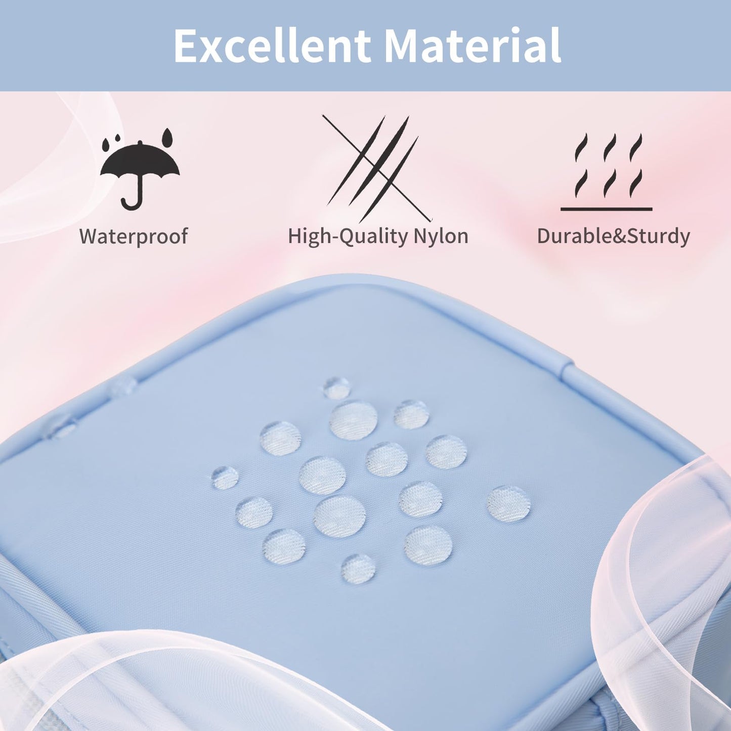 XIAOLER Small Makeup Pouch, Double Zipper Cosmetic Bag, Travel Makeup Bag, Cute Makeup Bag for Purse, Mini Toiletry Bag (blue)