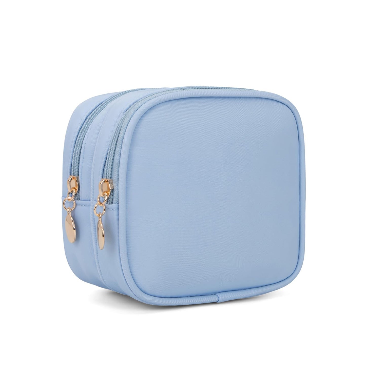 XIAOLER Small Makeup Pouch, Double Zipper Cosmetic Bag, Travel Makeup Bag, Cute Makeup Bag for Purse, Mini Toiletry Bag (blue)