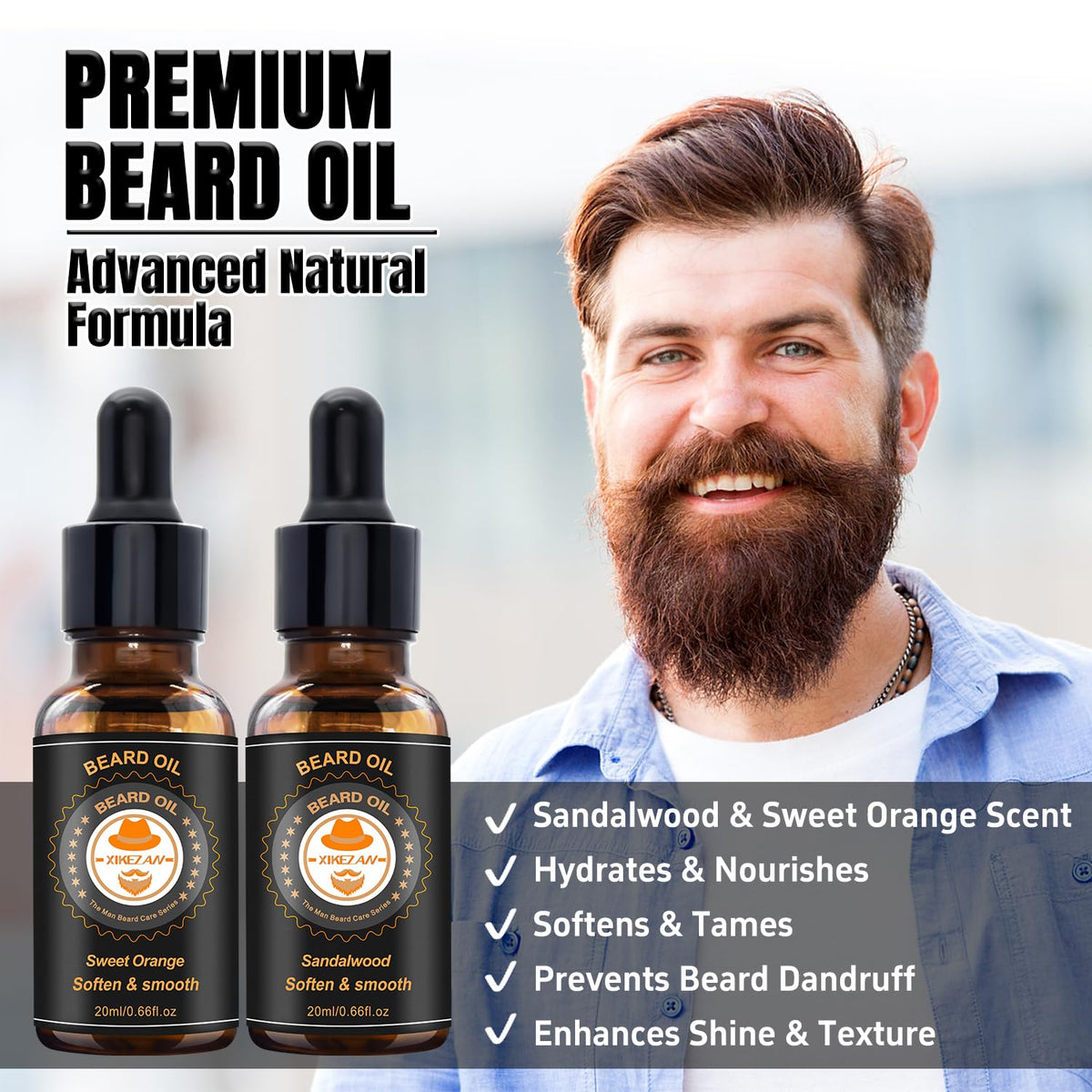 XIKEZAN Beard Kit Gifts for Men Grooming/Care-Soften,Soothe Beard GoodScent