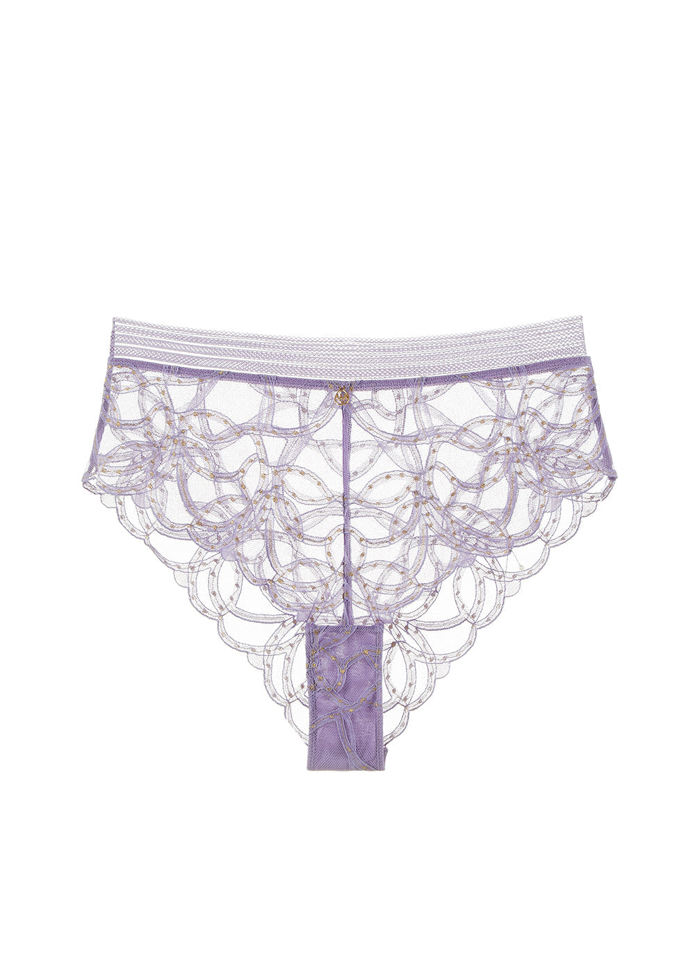 XIMENA Purple Lace Gold Thread High Waist Briefs