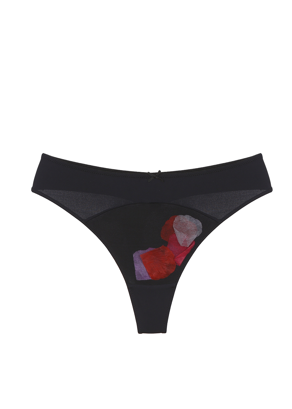 YOLANDA Superfine Fabric Mesh Rose Thong Panties
