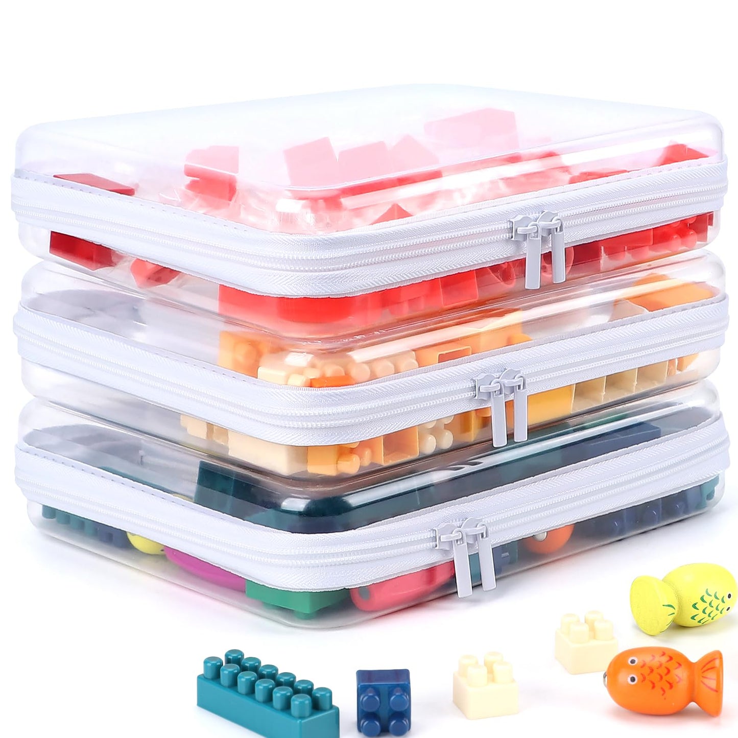 YOPCDJ 3 Pack Clear Hard Shell Zipper Case, Clear Zipper Pouches,Diaper Bag Organizer Pouches,Waterproof Makeup Organizer & Travel Toiletry Bag, Plastic Pouch for Office Home Storage, Large Size