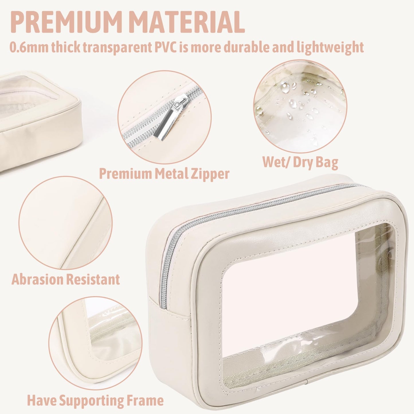 YOPCDJ 5PCS Diaper Bag Organizer Pouch Set, TSA Approved Toiletry Bag，Clear Waterproof TPU Makeup Bag Set Travel Organizer Bags for Women and Kids