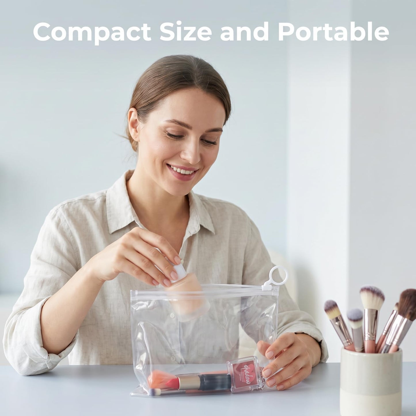 Yuanan 100 PCS Mini Clear Makeup Bag, 9.8"×7.1" Pvc Clear Zipper Pouch Bulk