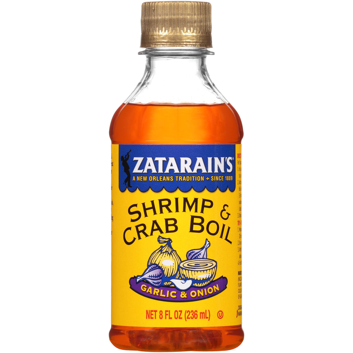 Zatarain's Garlic & Onion Shrimp & Crab Boil, 8 fl oz (Pack of 12) | Liquid Seasoning