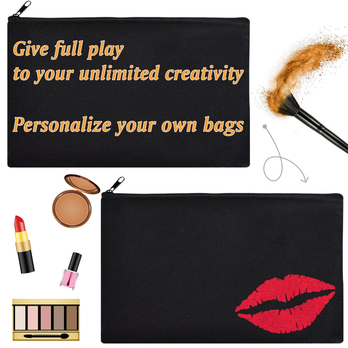 ZeeDix 12 Pack Small Canvas Zipper Pouch for Makeup Pencil Travel 8.3x5 In