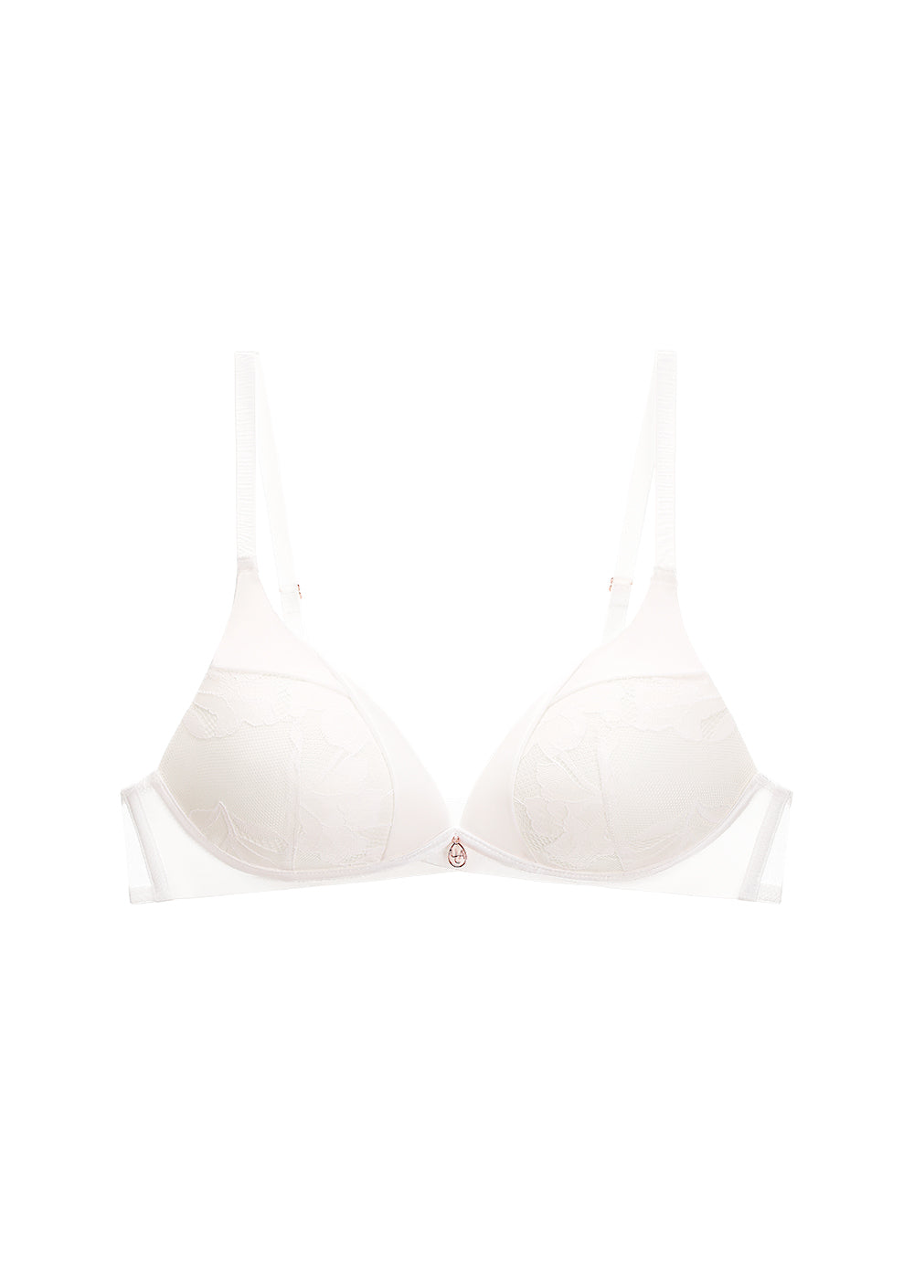 ZILLAH Plus Sexy White Flora Lace Push-up Wireless Bra