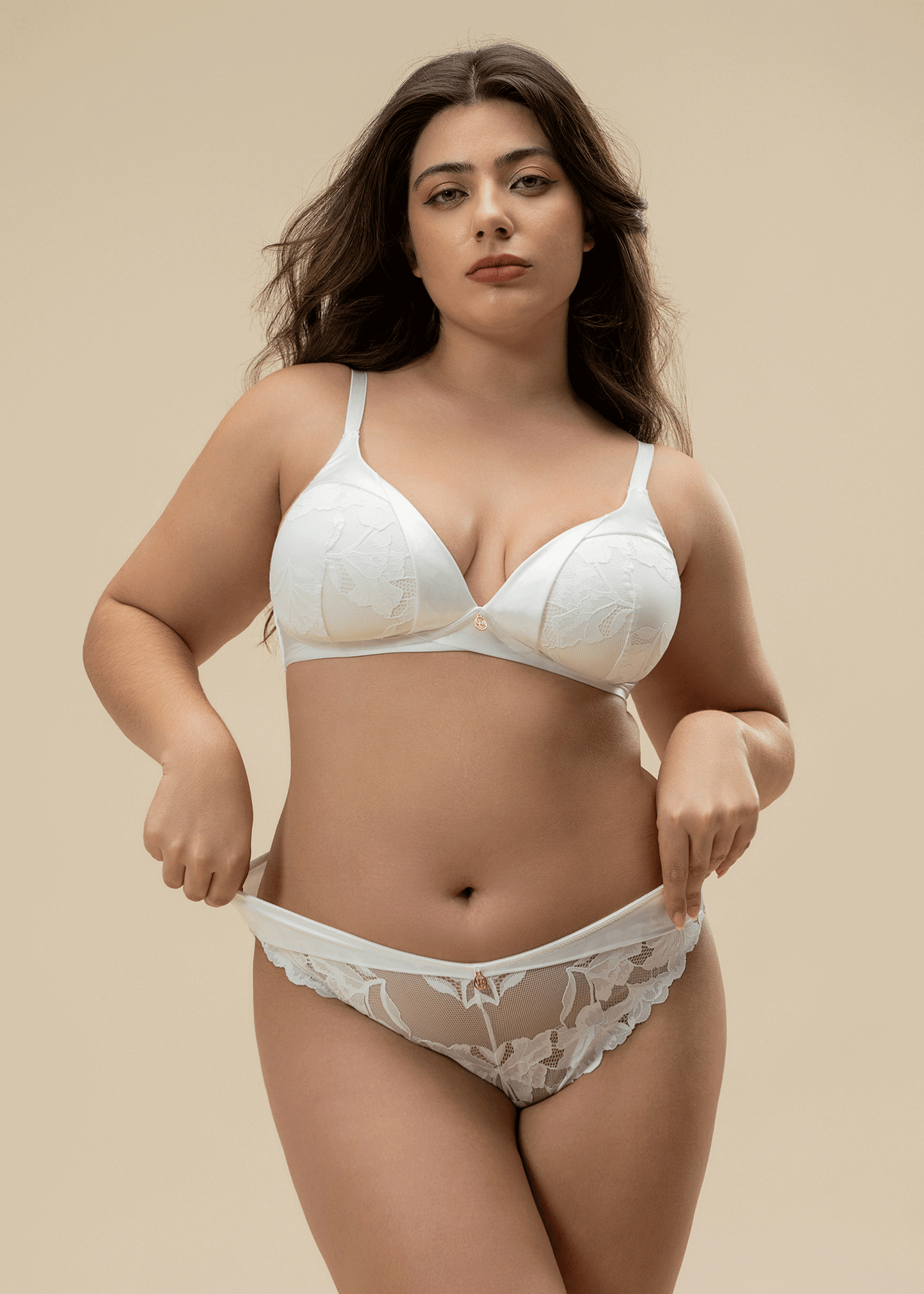 ZILLAH Plus Sexy White Lace Brief Panties