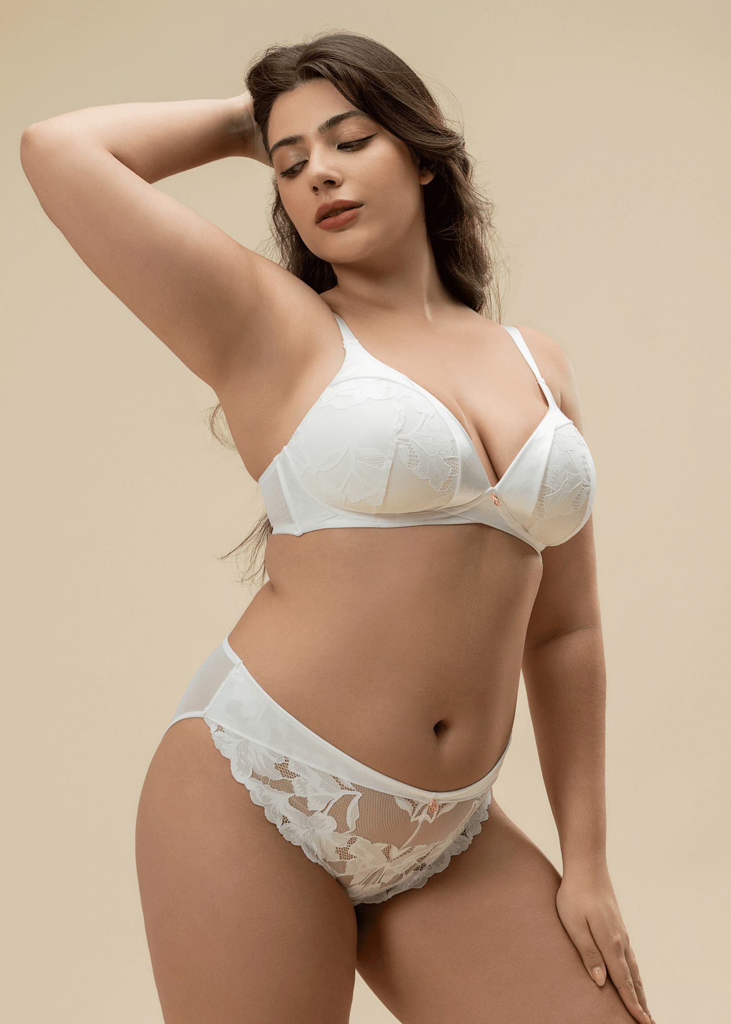 ZILLAH Plus Sexy White Lace Brief Panties