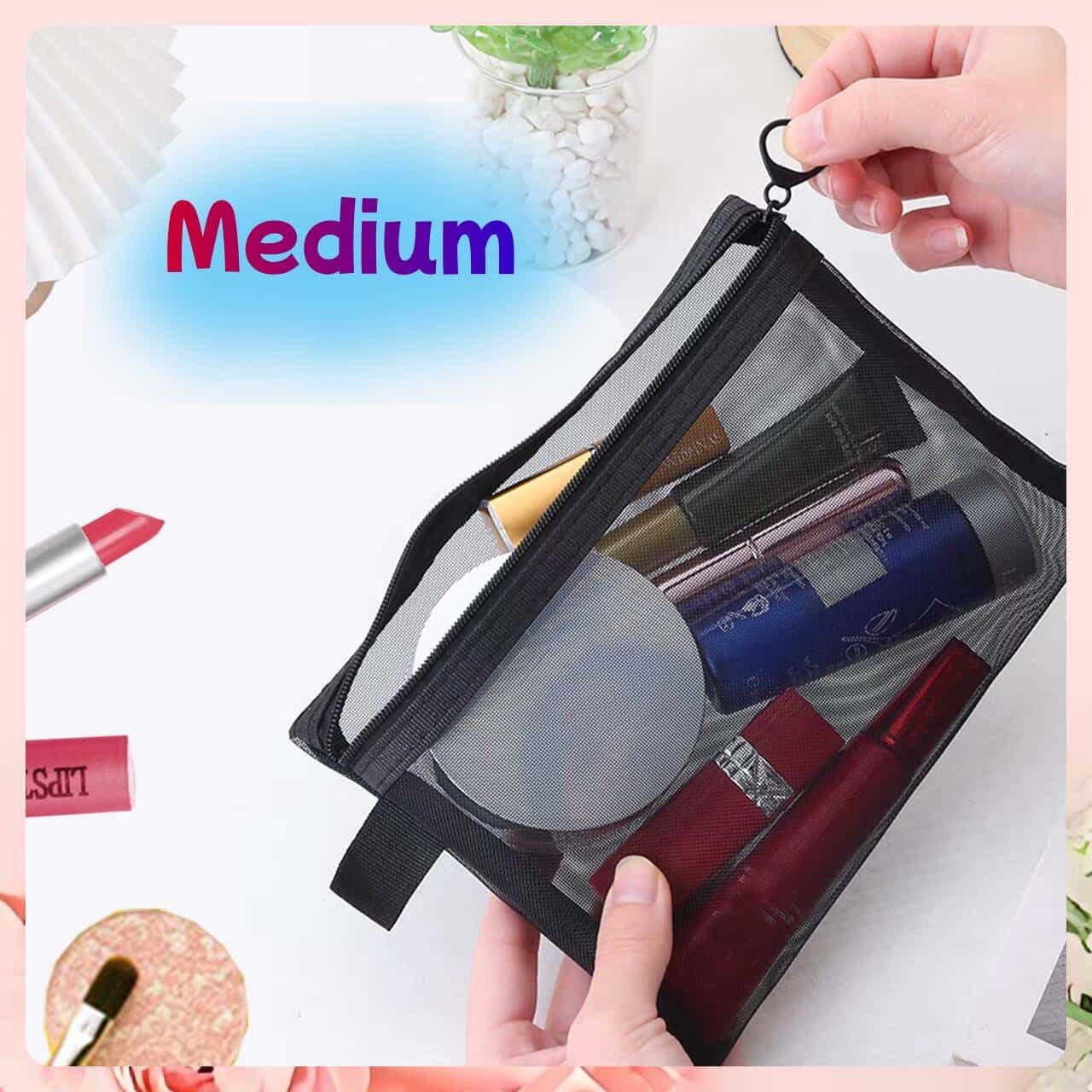 ZSlactp Small Mesh Zipper Pouch Bag for Purse, Purse Organizer Pouch Insert