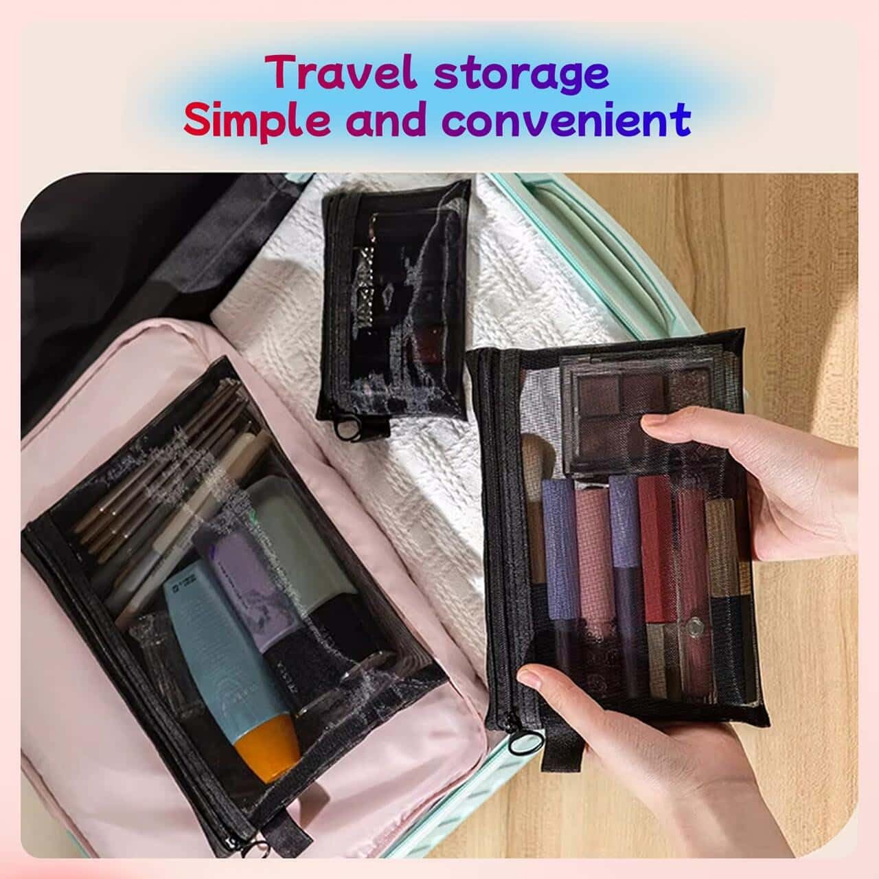 ZSlactp Small Mesh Zipper Pouch Bag for Purse, Purse Organizer Pouch Insert
