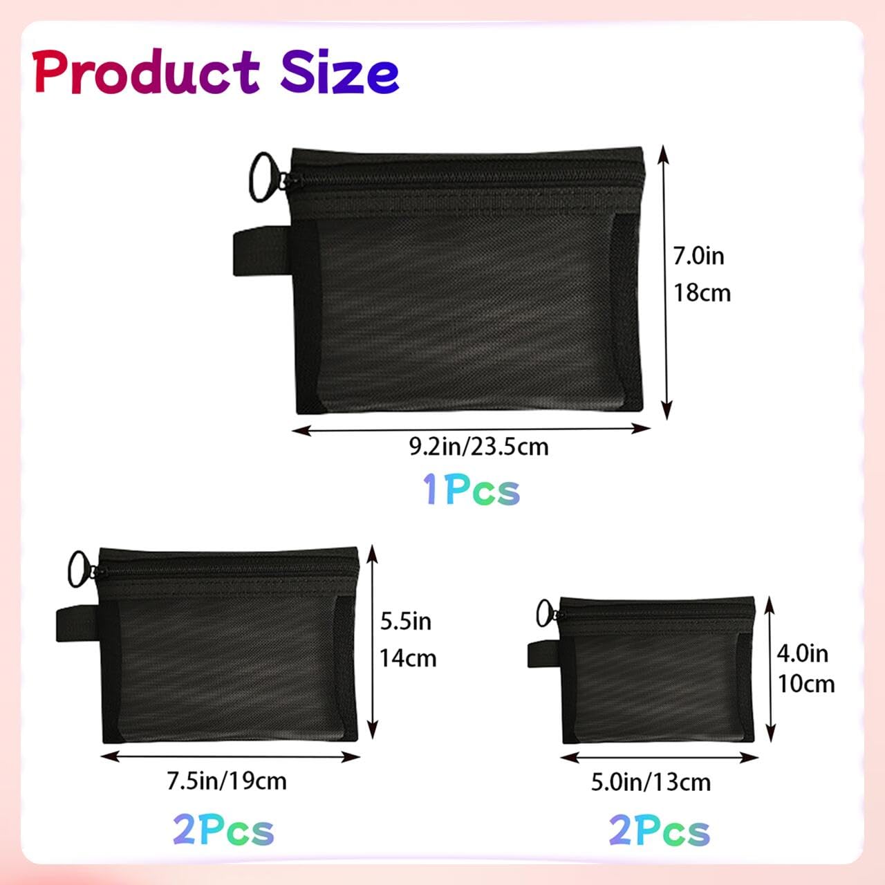 ZSlactp Small Mesh Zipper Pouch Bag for Purse, Purse Organizer Pouch Insert